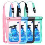 Waterproof Cell Phone Bag, 4 Pack Underwater Phone Pouch Water Proof Case Dry Bag with Lanyard Compatible with iPhone 15 14 13 Pro SE Max Plus Samsung S23 S24 Note Up to 7.5 Inch