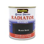 RUSTINS Quick Drying Radiator Enamel Satin - Black 250ml – Durable, Long-Lasting Finish for Radiators That Stands the Test of Time