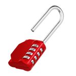 ZHEGE Long Shackle Combination Padlock, 4 Digit Combo Locker Padlocks for Gym, Padlocks with Code, Heavy Duty Outdoor Padlock for Gate, Door, Shed, Container (Red)