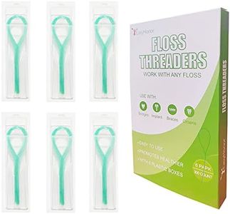 EasyHonor Dental Floss Threaders for Braces, Bridges, and Implants,Green, 300 Count (6 Pack)