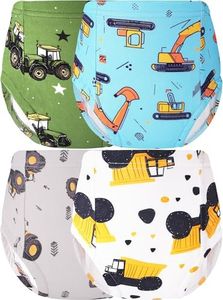 BliBliTaTa Boys Training Underwear Pants 4-Pack Toilet Potty Underpants Cotton Absorbent Padded Reusable Leak Resistant Feel Wet For Toddler Baby 4t 5t Excavator Tractor