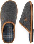 VeraCosy Men's Knitted Scottish Slippers with Soft Memory Foam Non Slip Indoor Rubber Sole Black, 10/11 UK