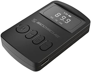 Scosche BTTRFM-SP1 Portable Bluetooth Transmitter/Receiver, FM Transmitter and Wireless Audio Receiver for TV, Headphones, Home/Car Stereo, Airplane Entertainment and more, up to 7 Hour Battery Life