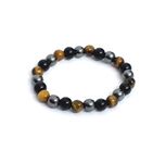 ASTROGHAR Hematite black onyx tiger eye Crystal Triple Protection stretch bracelet For Men And Women