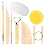 SCHMIDT 8 Pieces Wooden Pottery Sculpting Clay Cleaning Tool Set, Includes Clay Cutting, Modeling, Trimming Tools for Beginner Level Pottery and Smoothing, Cleaning, Carving, Shaping and Sculpting