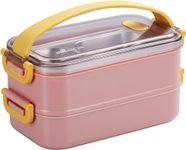 daiDokoro 3 Compartments Bento Lunch/Tiffin Box for Men/Women/Kids Work/School/Picnic/Office – (Baby Pink, 1600ML)