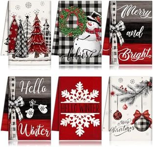 FuWeave 6 Pcs Christmas Kitchen Towels Red Black Xmas Ball Winter Dish Towel 21 x 14 Inch Decorative Bathroom Hand Towel Absorbent Holiday Tea Towel Christmas Decor for Kitchen Farmhouse Gift