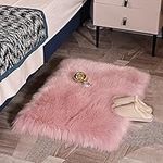 HEQUN Faux Fur Rug, Fluffy Rug, Shaggy Rugs,Faux Sheepskin Rugs Floor Carpet for Bedrooms Living Room Kids Rooms Decor (Pink, 60 X 90 CM Square)