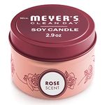 Mrs. Meyers Clean Day Scented Soy Tin Candle, 12 Hour Burn Time, Made with Soy Wax and Essential Oils, Rose, 2.9 oz