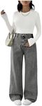 MakeMeChic Women's Maternity Jeans Wide Leg Over The Belly Straight Pregnancy Jeans Denim Pants Grey X-Large