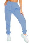 MAX Carter Women Jogger Sweatpants with Pockets - Comfy Casual High Waist Relaxed Fit Athletic Workout Jogger - Lounge Pants Made of Ultra Soft Fleece Fabric - L Baby Blue