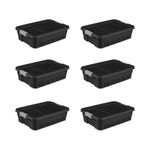 Sterilite 10 Gallon Industrial Stacker Storage Totes w/Gray Clip Lids (6 Pack)