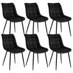 WOLTU Dining Chairs Set of 6 pcs Kitchen Counter Chairs Lounge Leisure Living Room Corner Chairs Black Velvet Reception Chairs with Backrest and Padded Seat