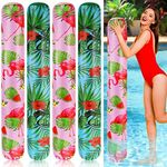 Karenhi 4 Pcs 50 Inch Jumbo Pool Noodle Hawaii Swimming Pool Floats Palm Leaves Tropical Inflatable Pool Noodles Giant Water Floating Noodles for Adult Water Game Pool Beach Hawaiian (Flamingo)