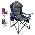 Northroad Oversized Portable Camping Chair, Full Padded Outdoor Folding Chair Support 350 LBS, Heavy Duty Lawn Chair with Cup Holder, Cooler Bag, Lumbar Support, Head Pocket for Adult-Blue