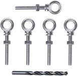 Muzata 5pack 1/4" x 3" Eye Bolt Heavy Duty Shoulder Lifting Ring Threaded Eyebolts with Nuts Washers T316 Stainless Steel Marine Grade UNC-3A CR31