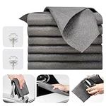 Guegine Thickened Magic Cleaning Cloth 6 Pcs Magic Wipe Bathroom Cloth Streak Free Microfiber Magic Cleaning Wipes Grey Reuseable for Dusting Cars Kitchen Comes with 2 Hooks 30 * 30cm