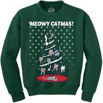 Meowy Catmas Funny Christmas Cat Shirt Novelty Holiday Sweatshirt Graphic Cool Funny Sweater Christmas Sweatshirt Funny Cat Sweatshirt Novelty Sweatshirts Forest XXL