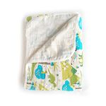 Baby 2-Layer Muslin Swaddle Blanket, 39"x59" 100% Cotton Soft Unisex for Boys or Girls Nursing Receiving Swaddle Wrap Burp Cloth Stroller Cover Bath Towel (Dinosaur)