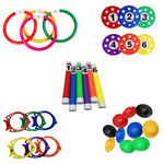 Fitfix Swimming Toy Set Of Floating Egg Flips, Diving Discs, Diving Fish, Sinker Rings Diving Stick I Diving Toys For Children I Ideal Gift Set - Made In India (Fitfix Premium Combo), Multicolor