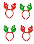 Marvorld® Unisex Christmas Theme Reindeer Antlers Headband | Deer Horn Hairband with Bells for Xmas Party for Kids & Adults (Mix (Pack of 4))