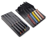 Joseph Joseph Elevate Utensil & Knife 10-piece Set, in Drawer Utensils Organisation Storage, Black/Multicolour