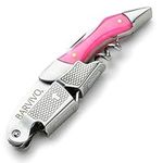 Professional Waiters Corkscrew by Barvivo - This Bottle Opener for Beer and Wine Bottles is Used by Waiters, Sommelier and Bartenders Around the World. Made of Stainless Steel and Pink Resin.