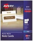 Avery Dennison 8315 Note Cards for Inkjet Printers, Card Stock, 4-14 x 5-12, Matte White, 60Pack wEnvelopes