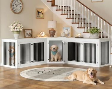 AMERLIFE 128" Extra Large Dog Crate Furniture, 3-in-1 Corner Dog Kennel