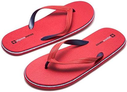 Alpine Swiss Men's Flip Flops | Ultra-light Thin EVA foam Sandals for Beach Pool Everyday Wear | Simple Flexible Flip Flops for Men Red 7