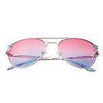 Ultra Kids Sunglasses - Classic Pilot Style UV400 Protection - Durable Metal Frames & Polycarbonate Lenses - Retro Look for Boys Girls - Stylish Sunglasses for Children - Pink to Blue Lenses 3-9yrs