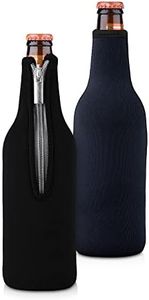 kwmobile Set of 2 Neoprene Bottle Coolers Sleeves for 330-500ml Bottle - Keep Beer, Soda, Soft Drinks Cool - Black/Dark Blue