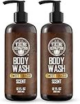 Viking Revolution - Mens Body Wash - Body Wash Men - Shower Gel Men with Vitamin E and Rosemary Oil - Sweet Tobacco - 2 Pack - 24 Oz / 355ml Each