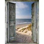 Cukol Cross Stitch Kits for Adults with Sea Beach Door, Easy Pre Printed Stamped Counted Cross Stitch Kits for Adults Beginners Kids UK, Cross Stitch Patterns, Embroidery Kits for Adults Beginners