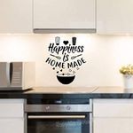 VVWV Happiness is Home Made Wall Stickers for Kitchen Home Decoration Hotel Restaurant Bakery Cafe Vinyl Black Decals Adhesive Sticker L x H 50 cm x 60 cm