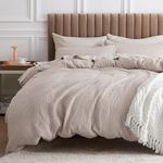 Bedsure Cotton Duvet Cover Queen - 100% Cotton Waffle Weave Linen Color Duvet Cover, Soft and Breathable Duvet Cover Set for All Season (Queen, 90"x90")