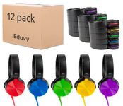 Bulk Headphones for Classroom, 12 Pack Durable Wired School Headphones for Students. Teacher Must Haves Supplies from Elementary to College (Mixed Color)