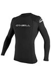 O'Neill Wetsuits UV Sun Protection Mens Basic Skins Long Sleeve Crew Sun Shirt Rash Guard, Black, Medium