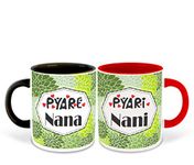 WHATS YOUR KICK Nana and Nani Inspired Black & Red Inner Colour Set of 2 Coffee Mug- Nana Ji, Nani Ji, Best Quotes, Couple, Happy Birthday, Relation, Unique Gifts (Nana & Nani)