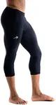 CompressionZ Compression Pants Men Running Tights Mens Leggings for Sports (Black Capri, 2XL)