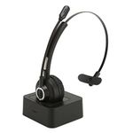 Headset, Single Ear 5.0 Headset with Microphone, Charging Base, Noise Canceling On Ear Headphones for Cell Phone PC Call Center Office