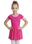 WEGETIT Leotard Girls Gymnastics Toddler Dance Ballet Pink Leotard Dresses with Skirt (Hot Pink,6-8Years)