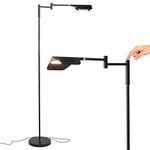 Brightech Leaf - Adjustable Pharmacy LED Floor Lamp for Reading, Crafts & Precise Tasks - Standing Bright Light for Living Room, Sewing - Great Lighting for Office Desks & Tables - Jet Black