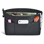 Vercord Premium Nylon Purse Organizer Tote Handbag Insert Organizers Bag in Bag Zipper 13 Pockets Black Large