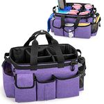 LoDrid Large Wearable Cleaning Caddy Bag with Detachable Divider, Cleaning Caddy Organizer with Handle, Cleaning Supply Tote Bag with Adjustable Shoulder Strap for Cleaners & Housekeepers, Purple