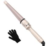 LURA 19mm-32mm Tapered Hair Curling Iron Curling Iron Ceramic Curling Wand Dual Voltage Hair Curler Fast Heat up Curling Tool for Short Long Hair, Glove Included