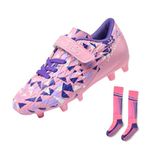 DREAM PAIRS Boys Girls Soccer Cleats Youth Kid Football Shoes,Size 6 Big Kid,Pink/Purple,SDSO2307K-ACC