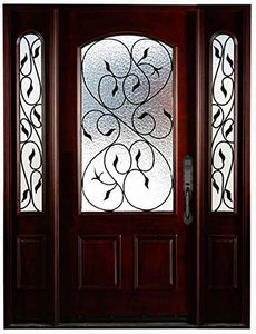 12"X36"X80" Exterior Front Entry Door Finished with Sidelights Left Hand in-Swing Prehung Door Slab Wood-Glass