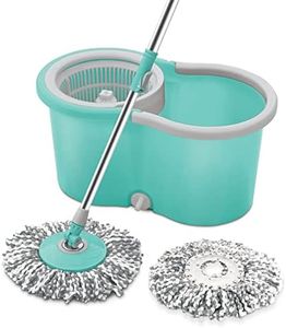 Spotzero by Milton Ace Spin Mop with Puller Handle with 4 Small Wheels, Bucket Floor Cleaning and Mopping System 360° Flexible,1 Microfiber Refills, Big Size, Aqua Green