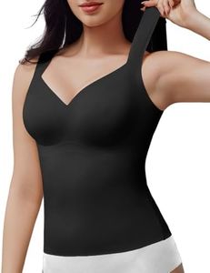 USEASY Sleeveless Shapewear for Women Shaper Tanks for Women Shapewear Tops Wide Strap Tank Top Slimming Bodysuit Black S